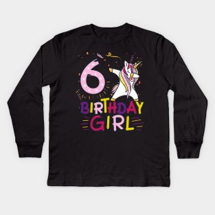 Funny Birthday Gift 6 year old Girl Dabbing Unicorn T-Shirt Kids Long Sleeve T-Shirt